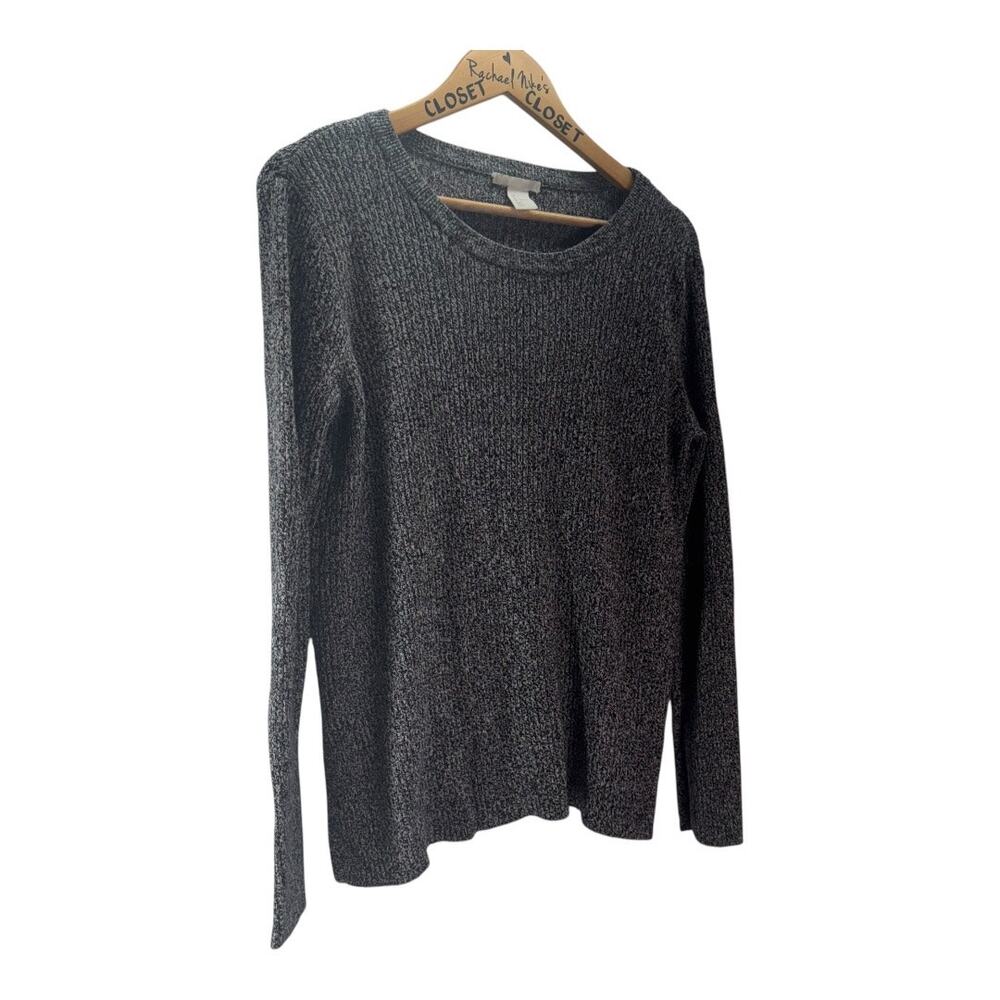Grunge Luxe Indie Sleeze Womens H&M Heather Gray Ribbed Scoop Neck Sweater Large